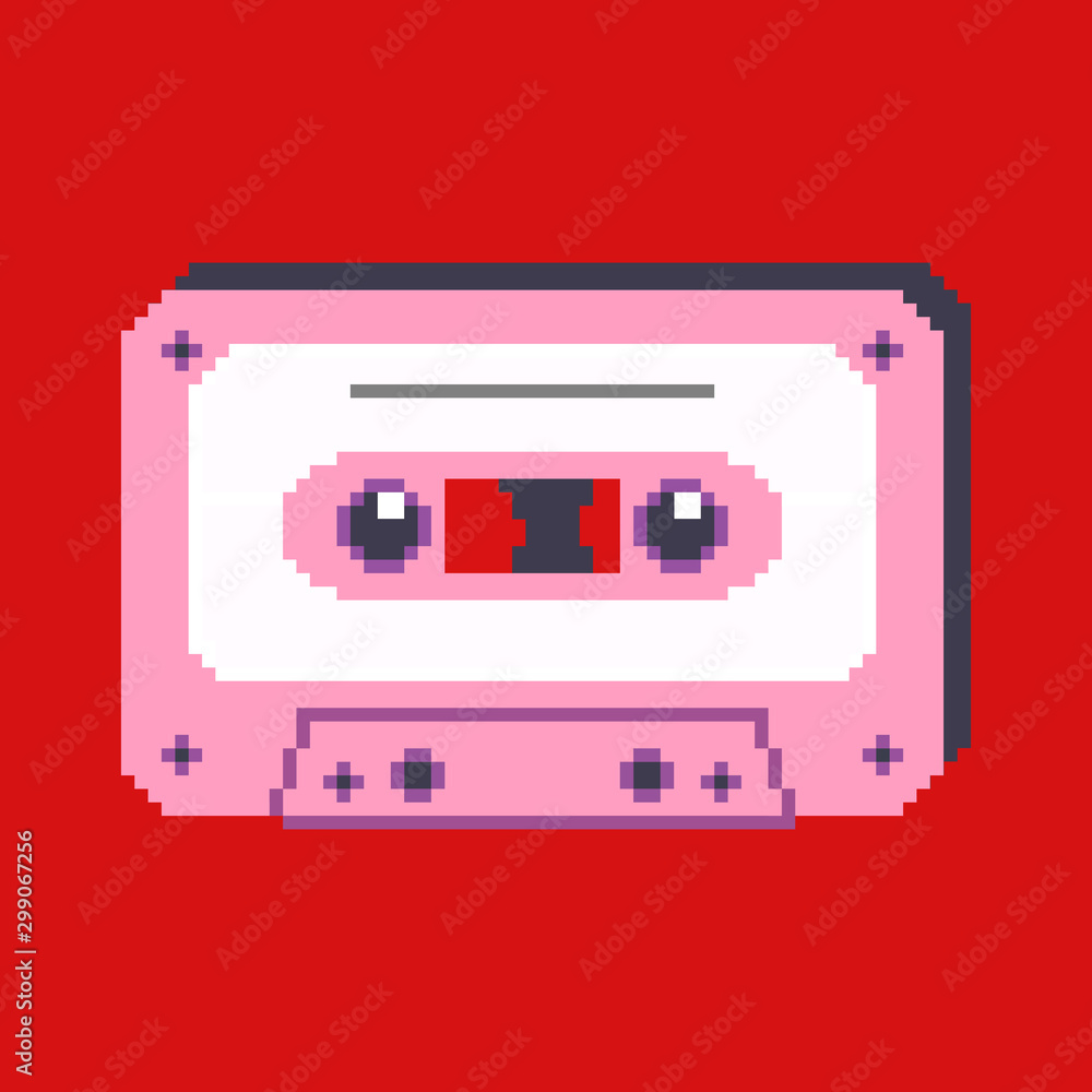 Vecteur Stock Cassette tape. Retro vintage mixtape . Vector pixel art  illustration. 8 bit | Adobe Stock