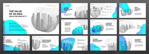 Business powerpoint presentation templates set. Use for modern keynote presentation background, brochure design, website slider, landing page, annual report, company profile, facebook banner.
