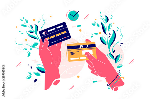 Credit cards in female hands