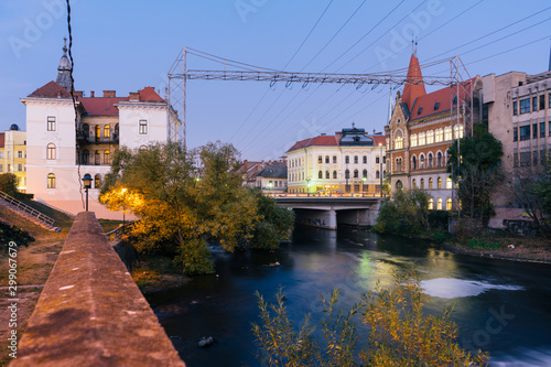 Somesul River and  The Old town of Cluj Napoca, Romania,  Cluj-Napoca is the fourth most populous city in Transylvania. photo