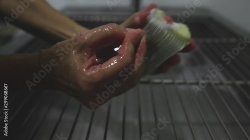 veterinarian washing her hands before operating