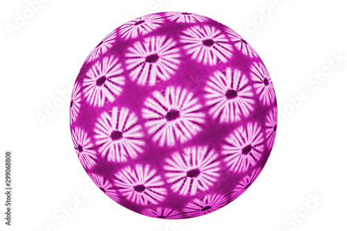 Colorful ball of African fabrics, isolated, white background