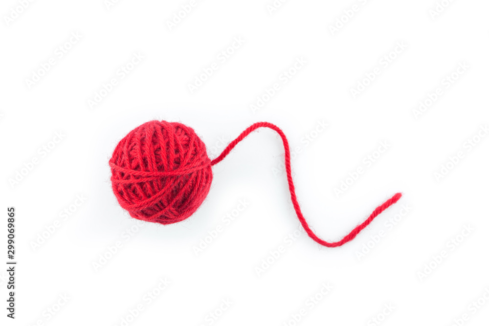 yarn color red on white background. yarn color red on white background.