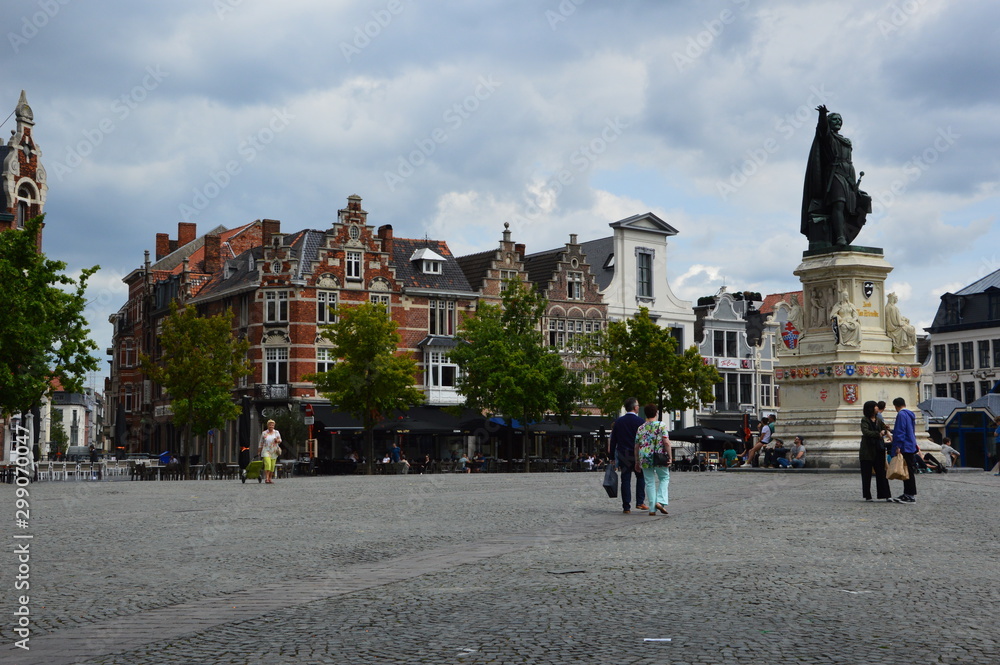 Ghent (Belgium). August 2017. Market Square. Monument to Jacob van Arteveld.