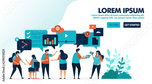 Ask and answer problems. Solve and find solutions by brainstorming. Ask and answer with dialogue & chat balloon. Flat vector illustration for landing page, web, website, banner, mobile, flyer, poster
