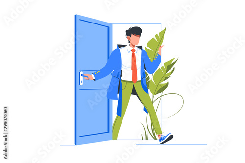 Man come back home after hard work day