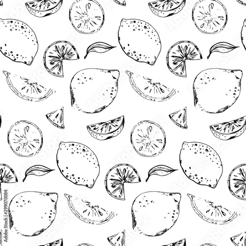 Seamless vector pattern with lemons and lime