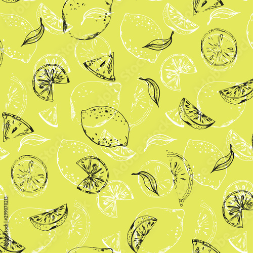 Seamless vector pattern with lemons and lime
