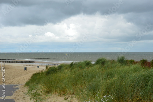 Cadzand (Holland). August 2017. North Sea. Beach. Breakwaters.