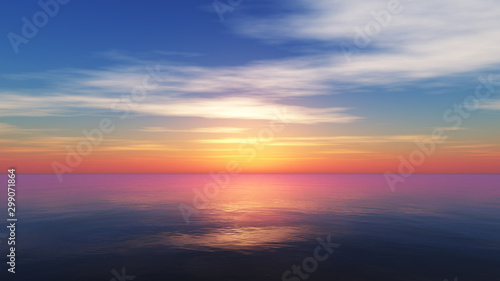 Fotografie Beautify sunset over sea, sun ray