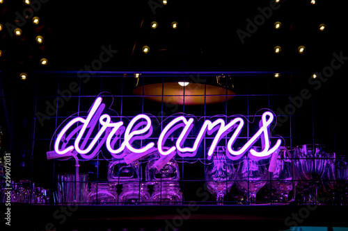 Purple Neon Inscription DREAMS
