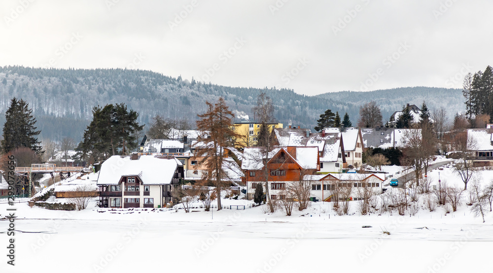 landscape with snow in winter in schluchsee, germany