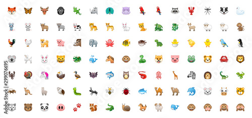 All Animals Vector Icons. Emoji Set. Colorful Wildlife Symbols. Animal Face, Head Emojis, Emoticons Set, Collection – Vector photo