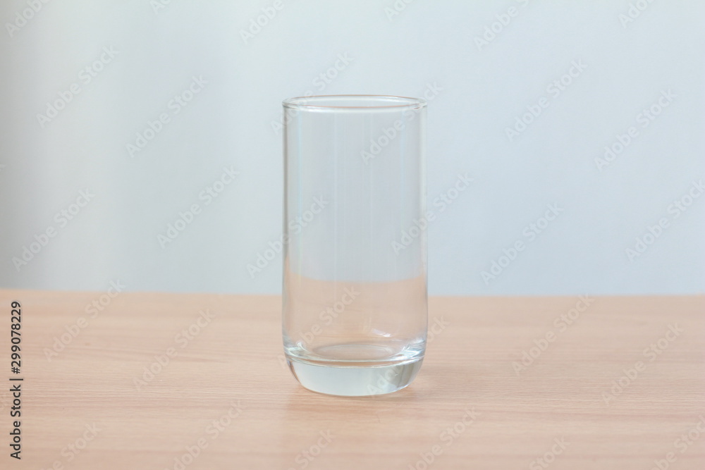 Empty glass on wood table. Empty glass on wood table.