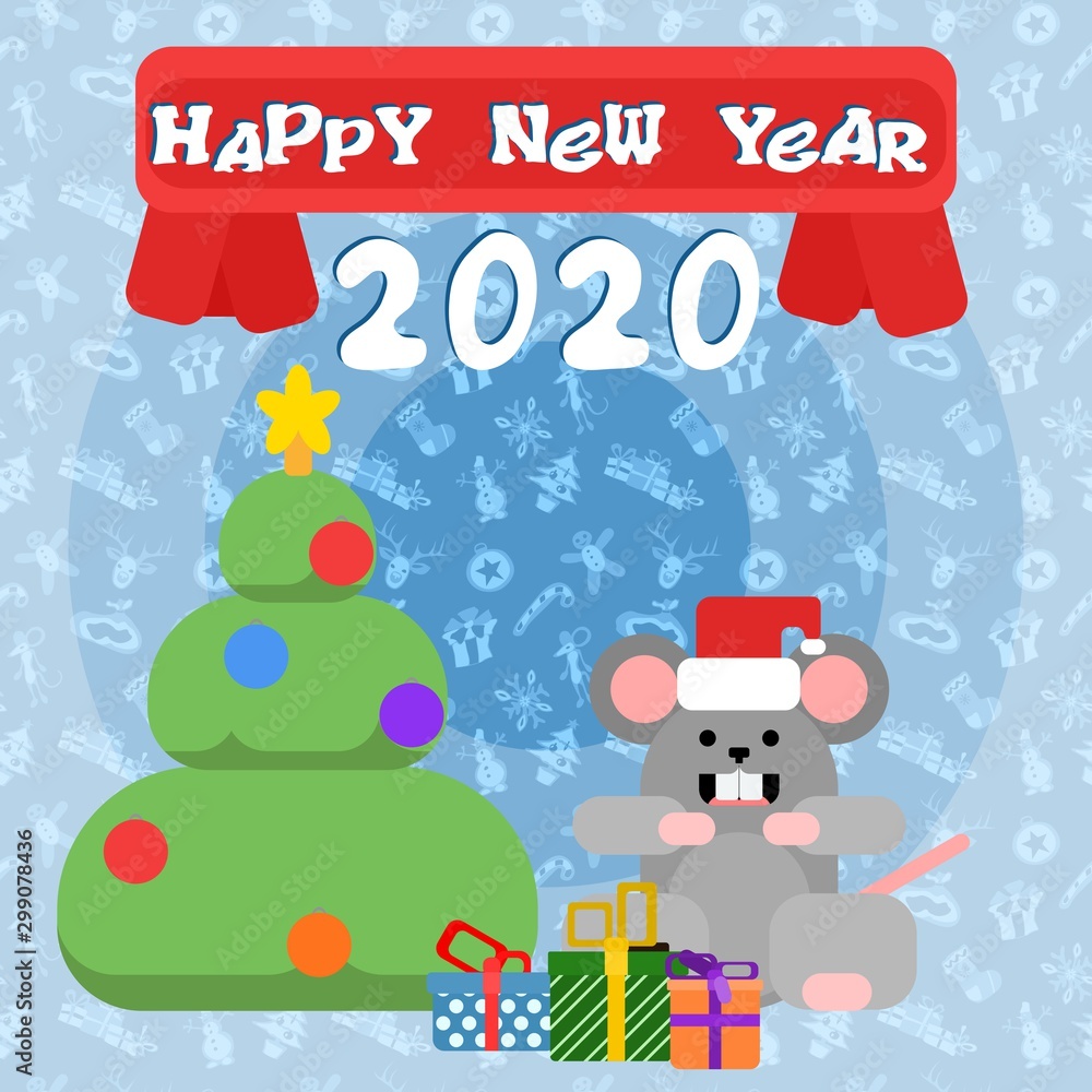 be ready for the new year. mouse in a flat style