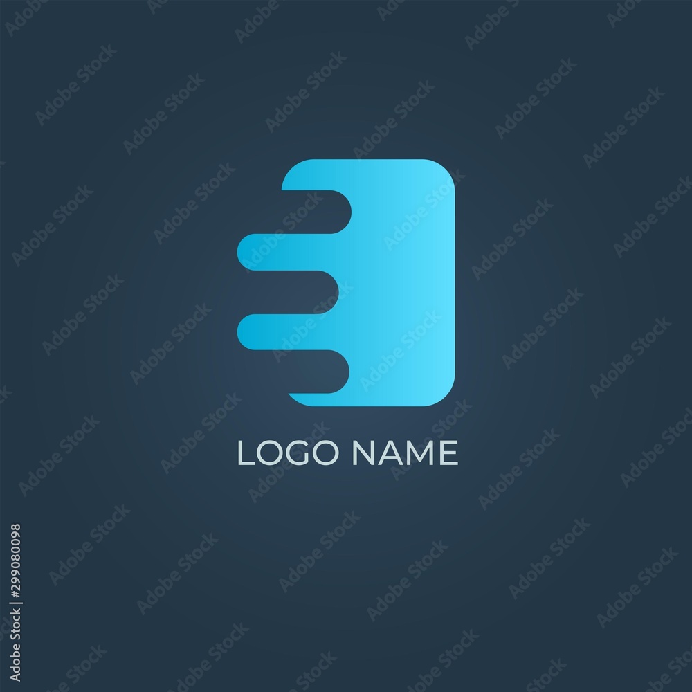 Alphabet letter E logo with blue element with isoloated teal background Alphabet letter E logo with blue element with isoloated teal background
