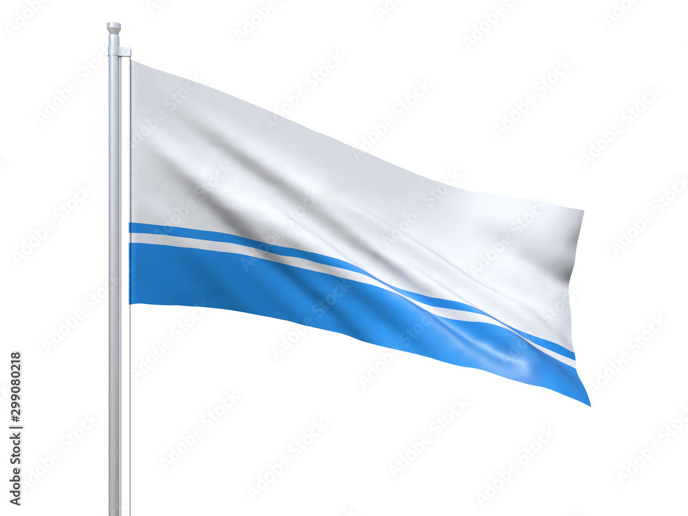 Φωτογραφία Altai Republic (Federal subject of Russia) flag waving on white background, close up, isolated