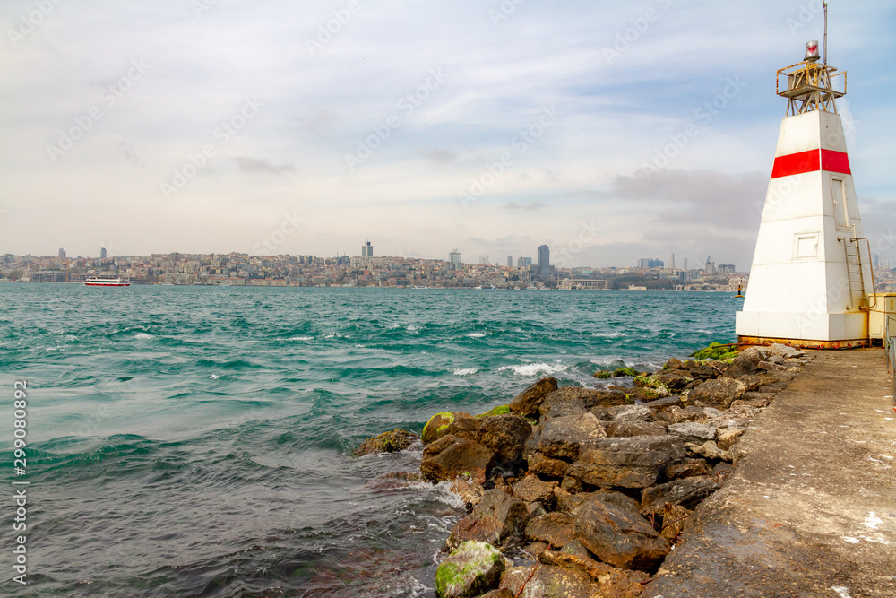 View of Bosphorus from Maiden Tower, Istanbul Turkey
