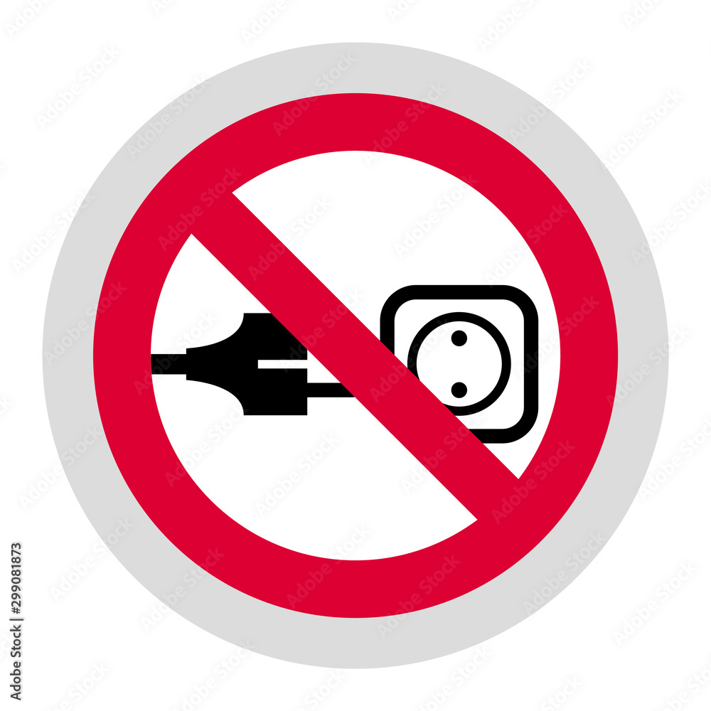 Do Not Remove Plug forbidden sign, modern round sticker Do Not Remove Plug forbidden sign, modern round sticker