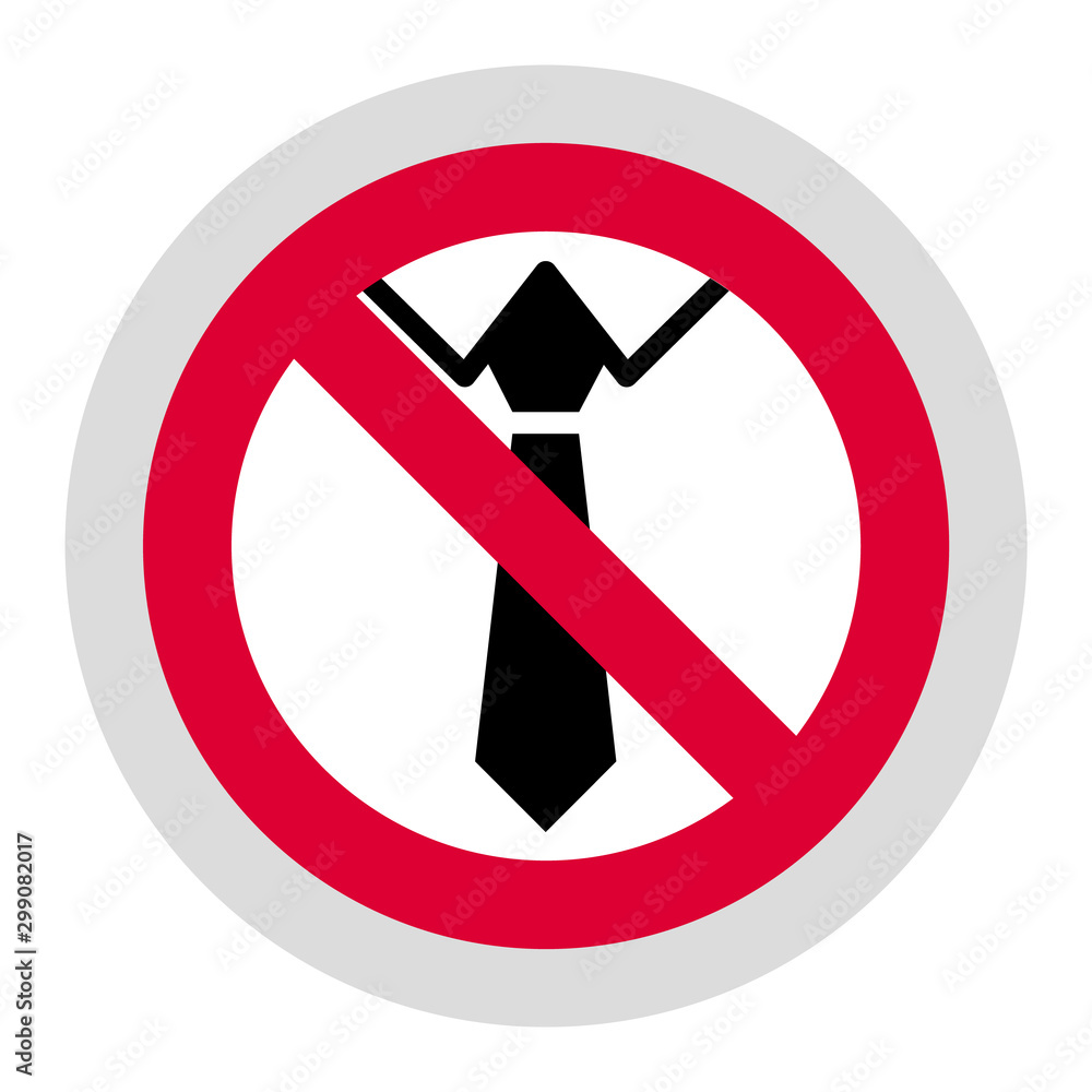 No Neckties forbidden sign, modern round sticker