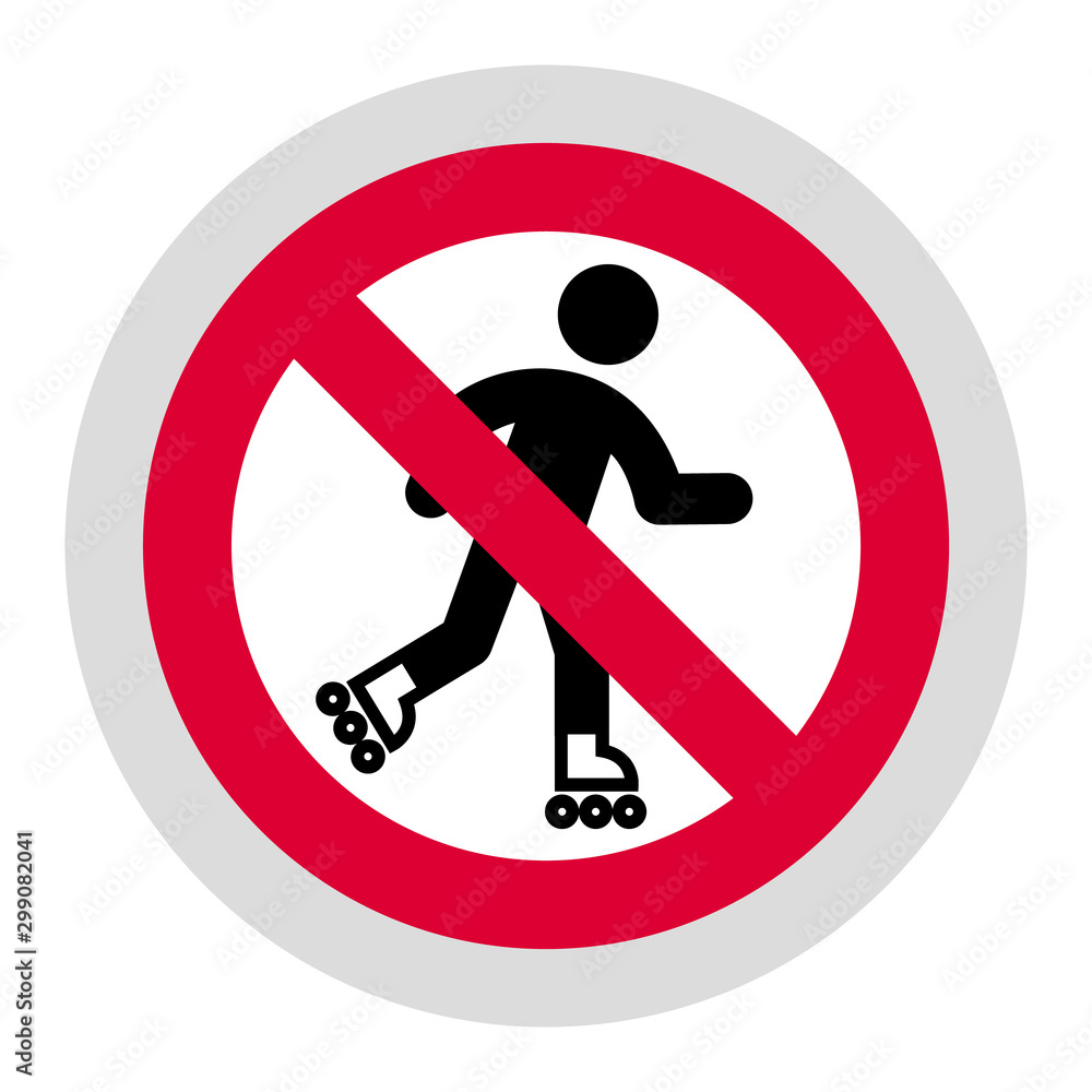 No roller skating forbidden sign, modern round sticker No roller skating forbidden sign, modern round sticker