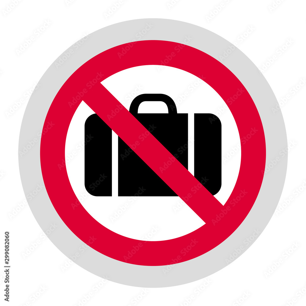 No baggage forbidden sign, modern round sticker No baggage forbidden sign, modern round sticker