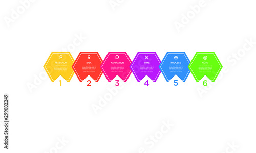 Vector hexagon Infographic stack chart design with icons and 6 options or steps. for business concept. Can be used for presentations banner, workflow layout, process diagram, flow chart
