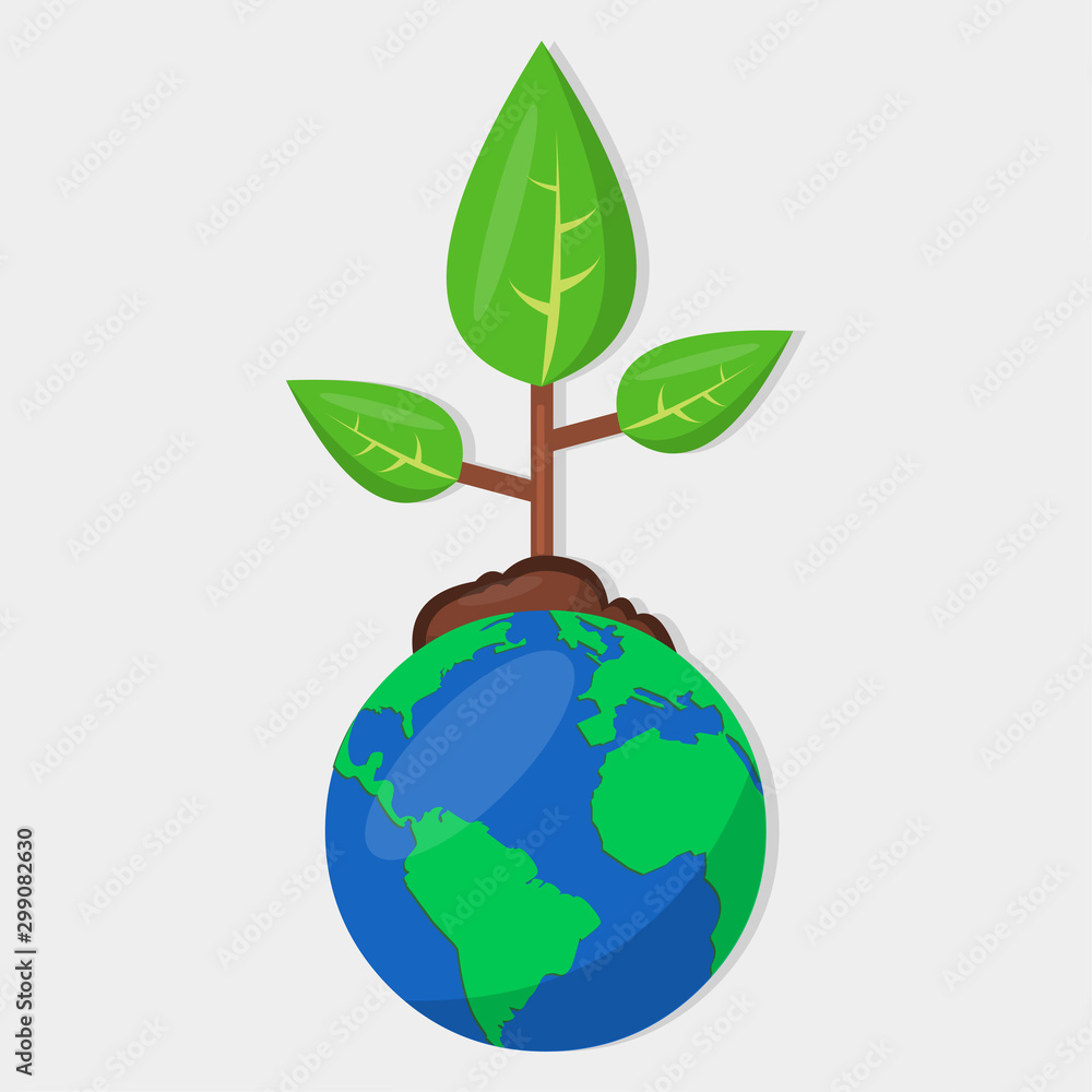 tree on globe for the tree planting movement concept vector illustration tree on globe for the tree planting movement concept vector illustration
