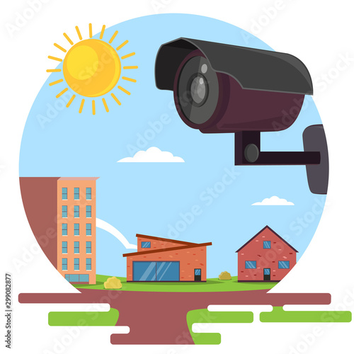 CCTV security camera monitoring neighborhood