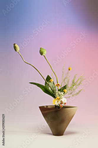 Fotografía de estudio de arreglo floral Ikebana