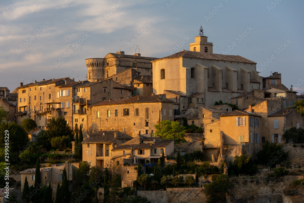 Picturesque French village at sunset