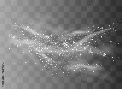 Snow and wind on a transparent background. White gradient decorative element.vector illustration. winter and snow with fog. wind and fog.