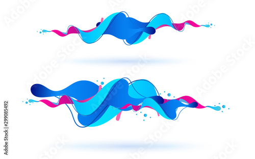 Multicolored abstract fluid sound wave. Vector illustration.