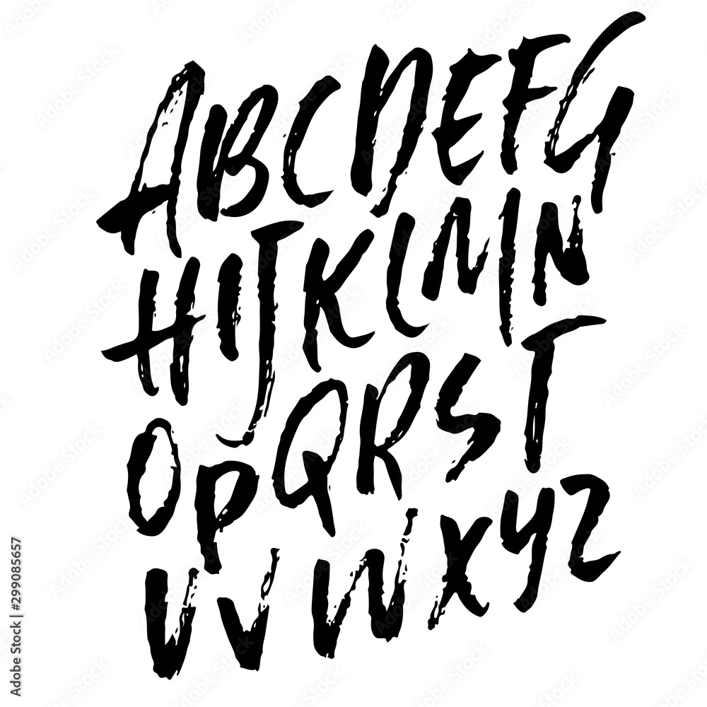Hand drawn dry brush font. Modern brush lettering. Grunge style alphabet. Vector illustration. Hand drawn dry brush font. Modern brush lettering. Grunge style alphabet. Vector illustration.
