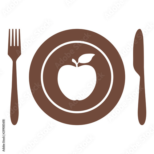 Apfel und Besteck