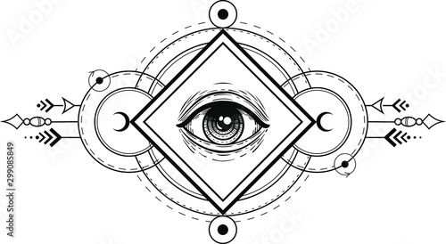 eye of providence vector hand drawn illustration tattoo sketch style isolated on white