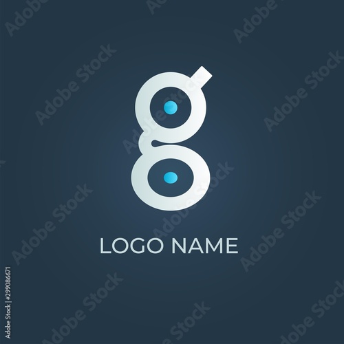 blue alphabet letter G logo on isolated dark blue background