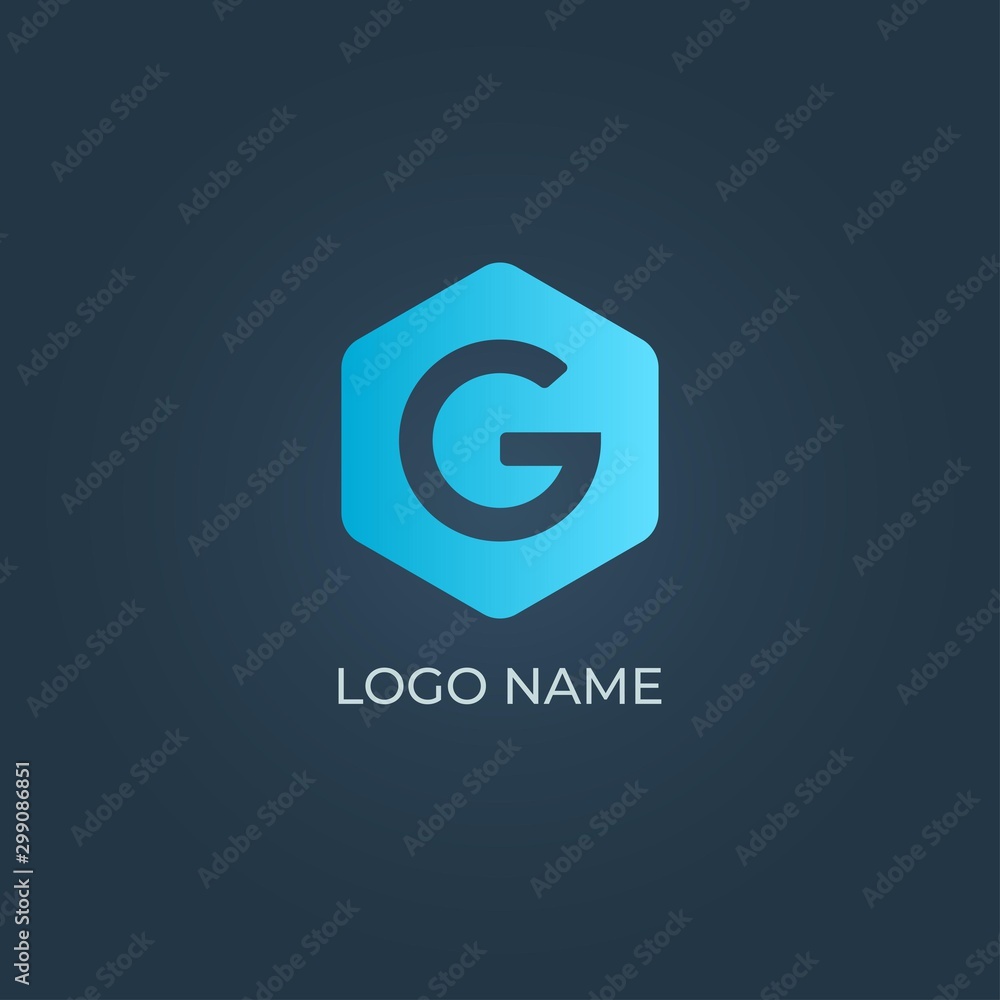 Blue gradient alphabet letter G on isolated dark teal background Blue gradient alphabet letter G on isolated dark teal background