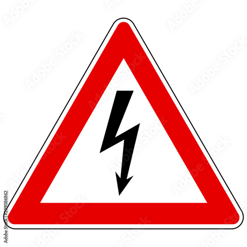 Blitz und Achtung Schild