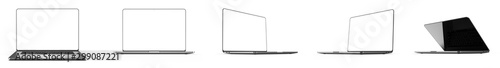 Set of laptops, templates on a white background. Template, mockup, design.