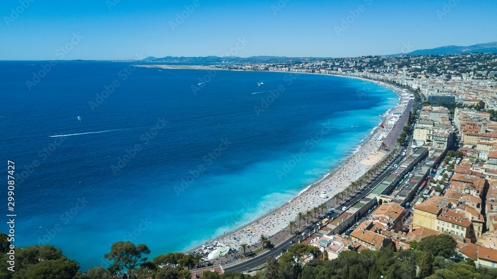 Summer view of Baie d'ange in Nice, cote d'azur, south France