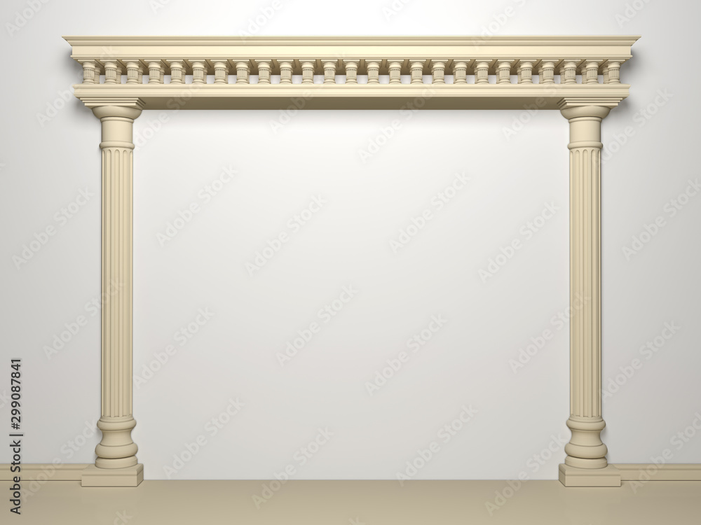 Obraz premium Classical portal with columns on a white background