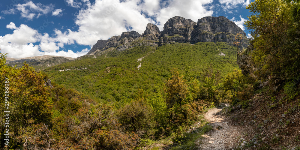 Panoramic view at the Pindos mountains in the Zagoria Region, Greece