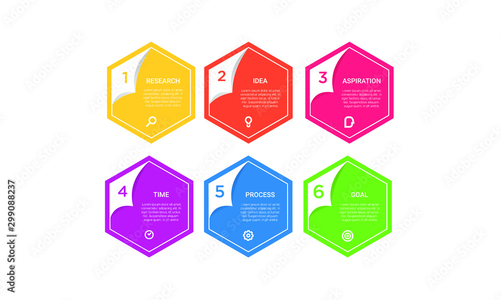 Vector hexagon Infographic stack chart design with icons and 6 options or steps. for business concept. Can be used for presentations banner, workflow layout, process diagram, flow chart