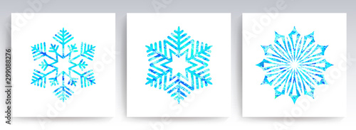 Christmas decoration magnificent textured snowflakes of a blue shade, set