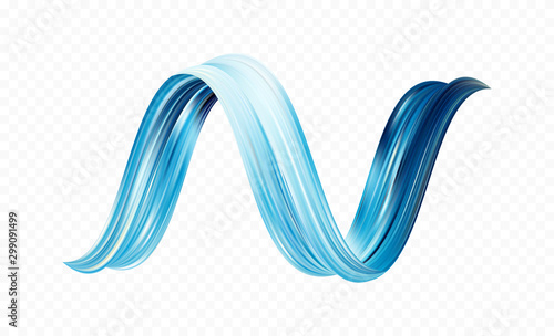 Twisted blue flow liquid shape. Acrylic paint sroke. Modern design