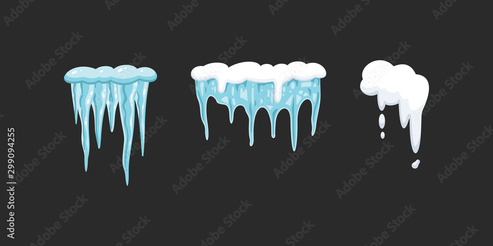 Vector set of icicles in cartoon style. Snow and ice vector frames, snowcap and snowdrift. Vector set of icicles in cartoon style. Snow and ice vector frames, snowcap and snowdrift.