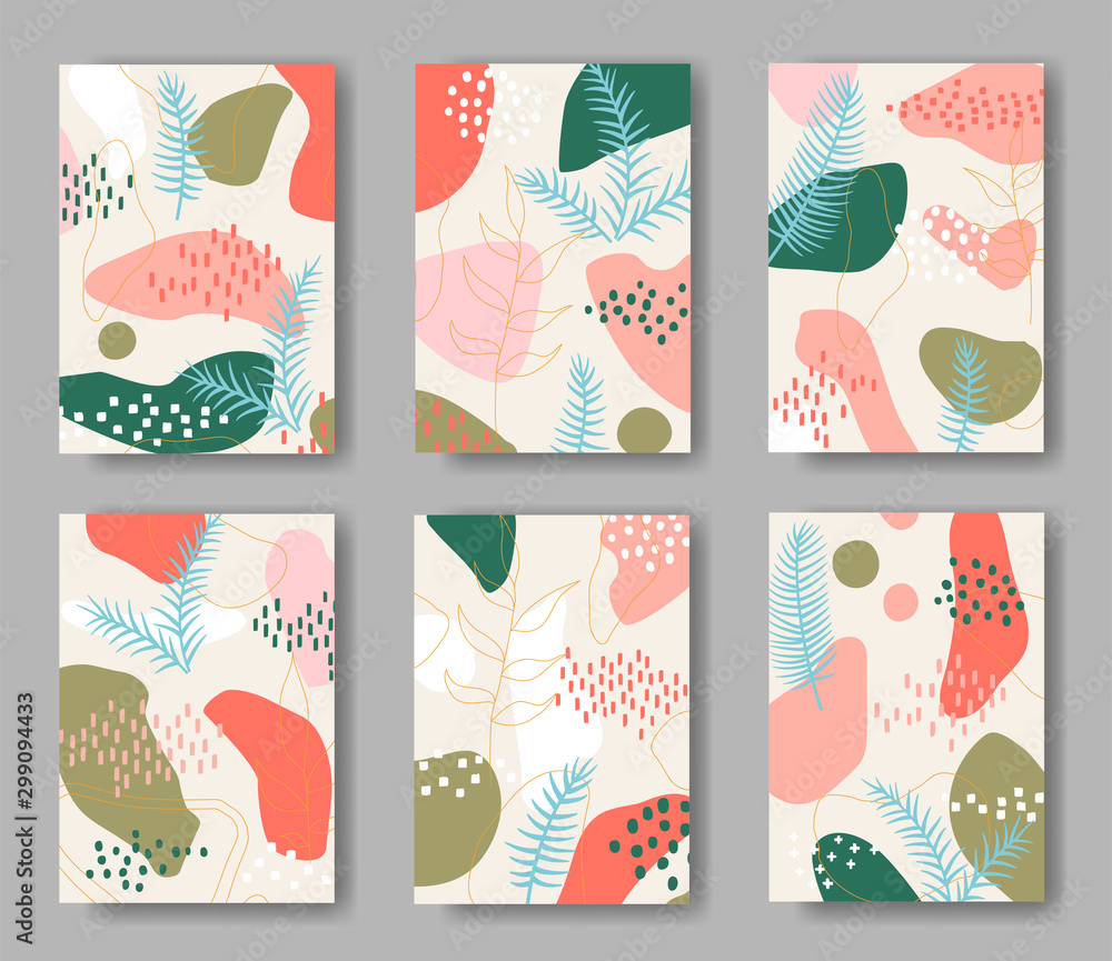 Set of six background with abstract Christmas ornament