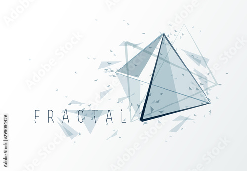 Mesh object fractal design with connected lines vector abstract background, low poly polygonal elements in 3D perspective, science and technology theme.