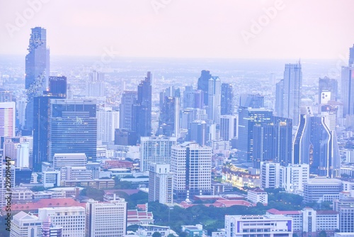 Cityscape of Commercial Business District of Bangkok at Twilight